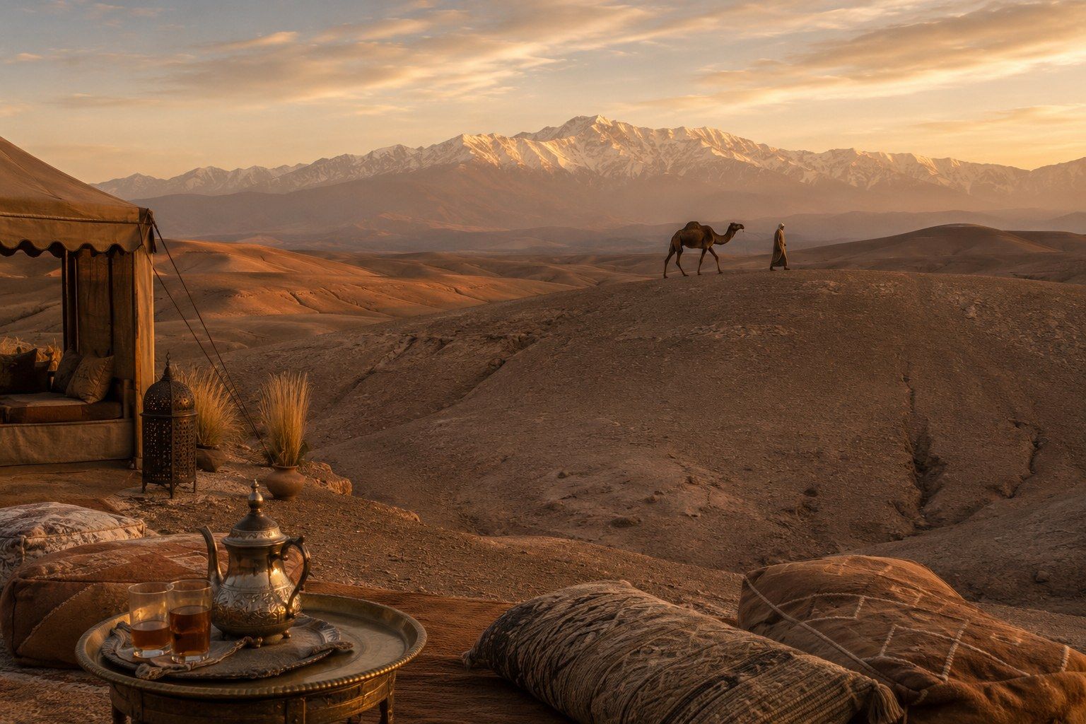 Coucher de soleil — Désert d'Agafay